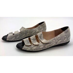 Beautifeel Ariel Peep Toe Flats Snakeskin Pattern Size 9 EU 40 Shoes